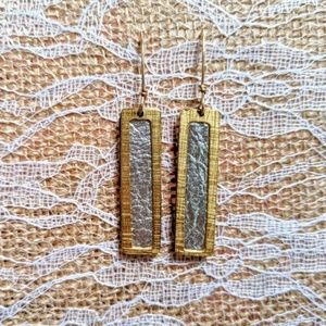 ANTHROPOLOGIE Brushed Gold Silver Crackle Earrings